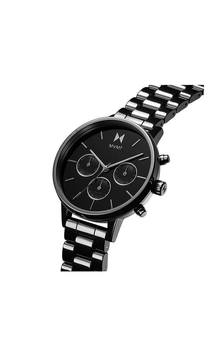 MVMT Nova Chronograph Ceramic Bracelet Watch, 38mm, Alternate, color, Black