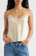 Reformation Teddy Lace Trim Silk Crop Camisole