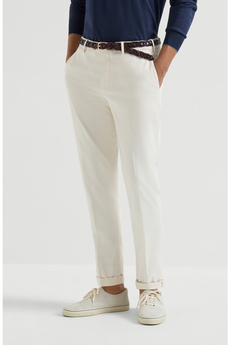 Comfort gabardine trousers, Main, color, Off-White