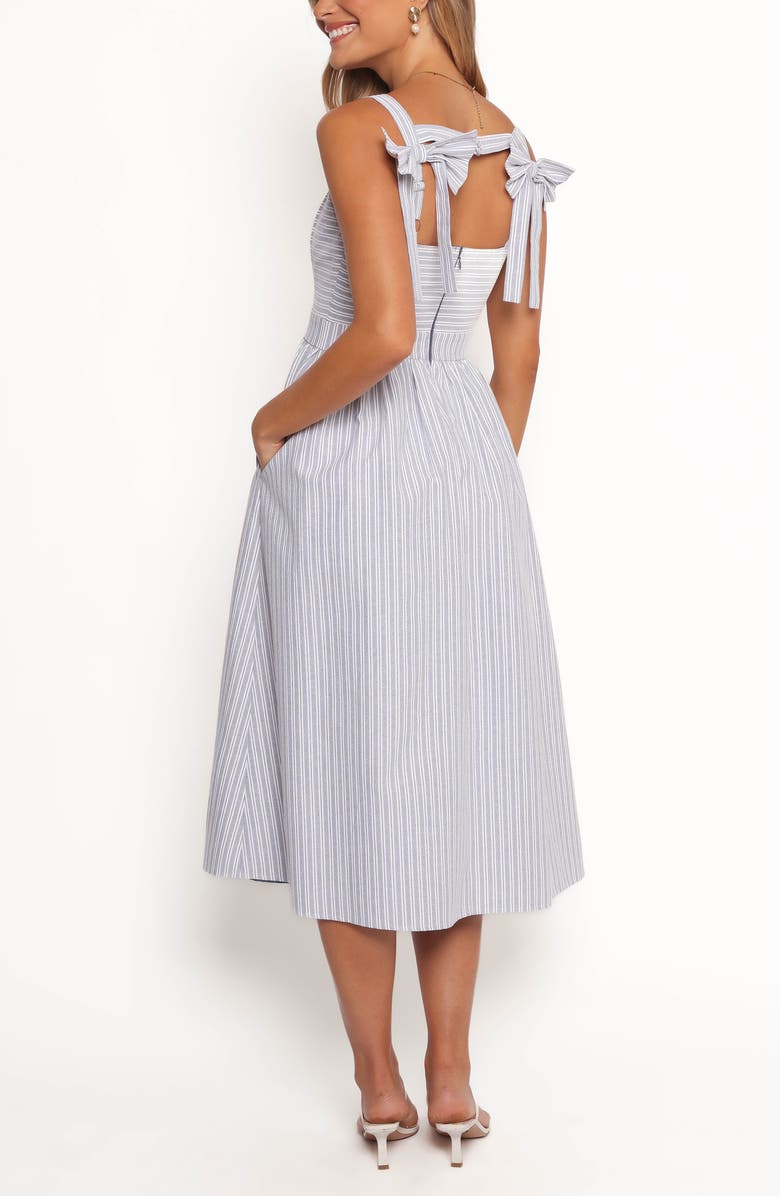Petal & Pup Johanna Stripe A-Line Midi Dress, Alternate, color, Grey/ White