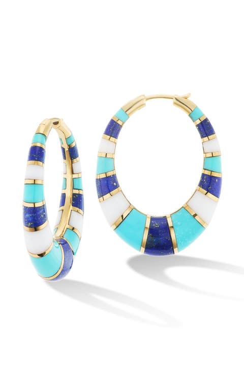 Chunky Inlay Hoop Earrings