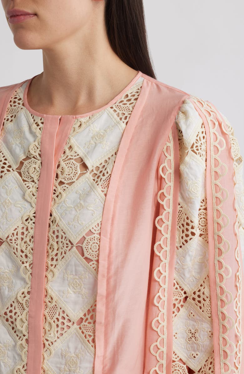 KOBI HALPERIN Novi Lace Cotton & Silk Top, Alternate, color, Quartz