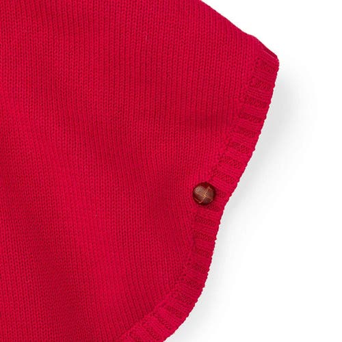 Hope & Henry Girls' Sweater Cape With Faux Fur, Kids In Red