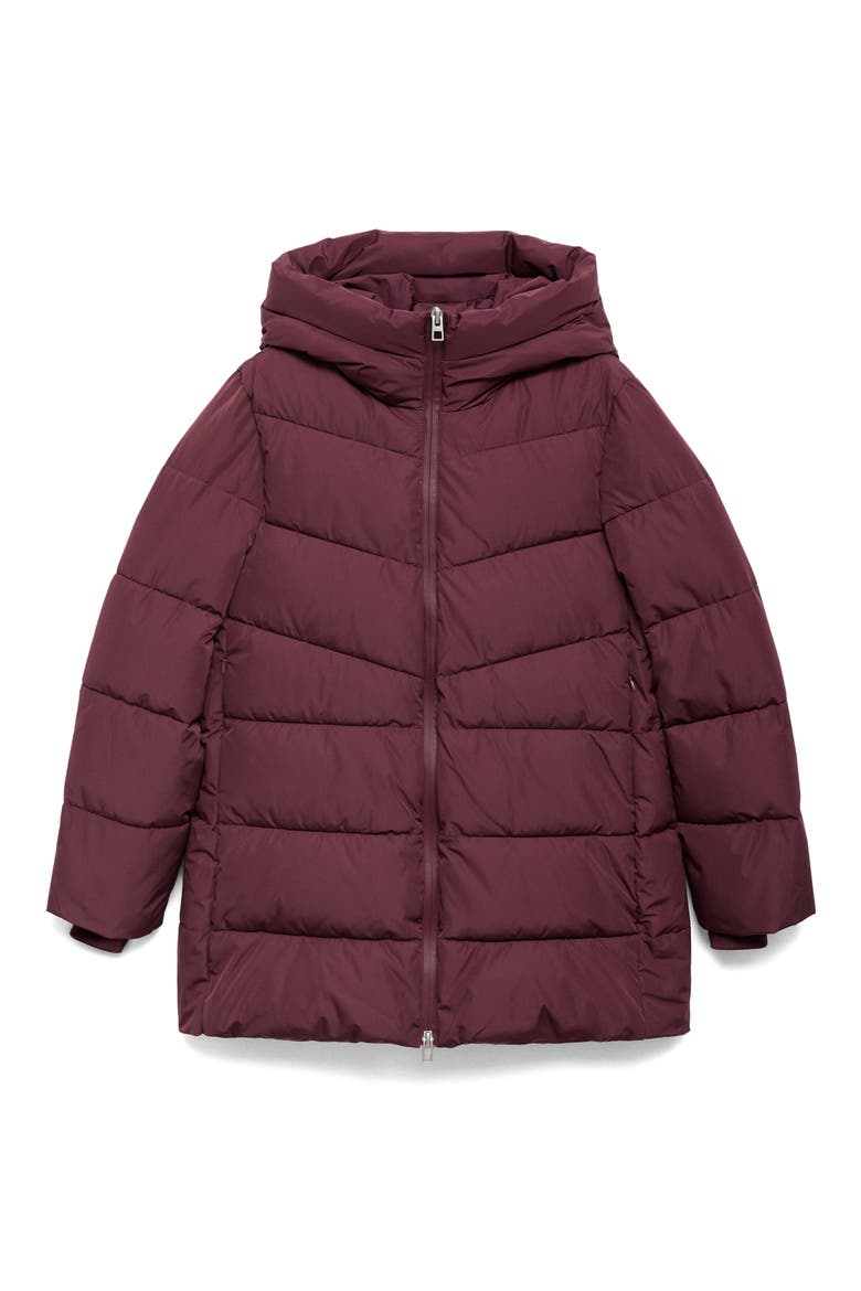 Water Repellent Hooded Puffer Coat, Alternate, color, DARK RED