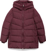 MANGO Water Repellent Hooded Puffer Coat