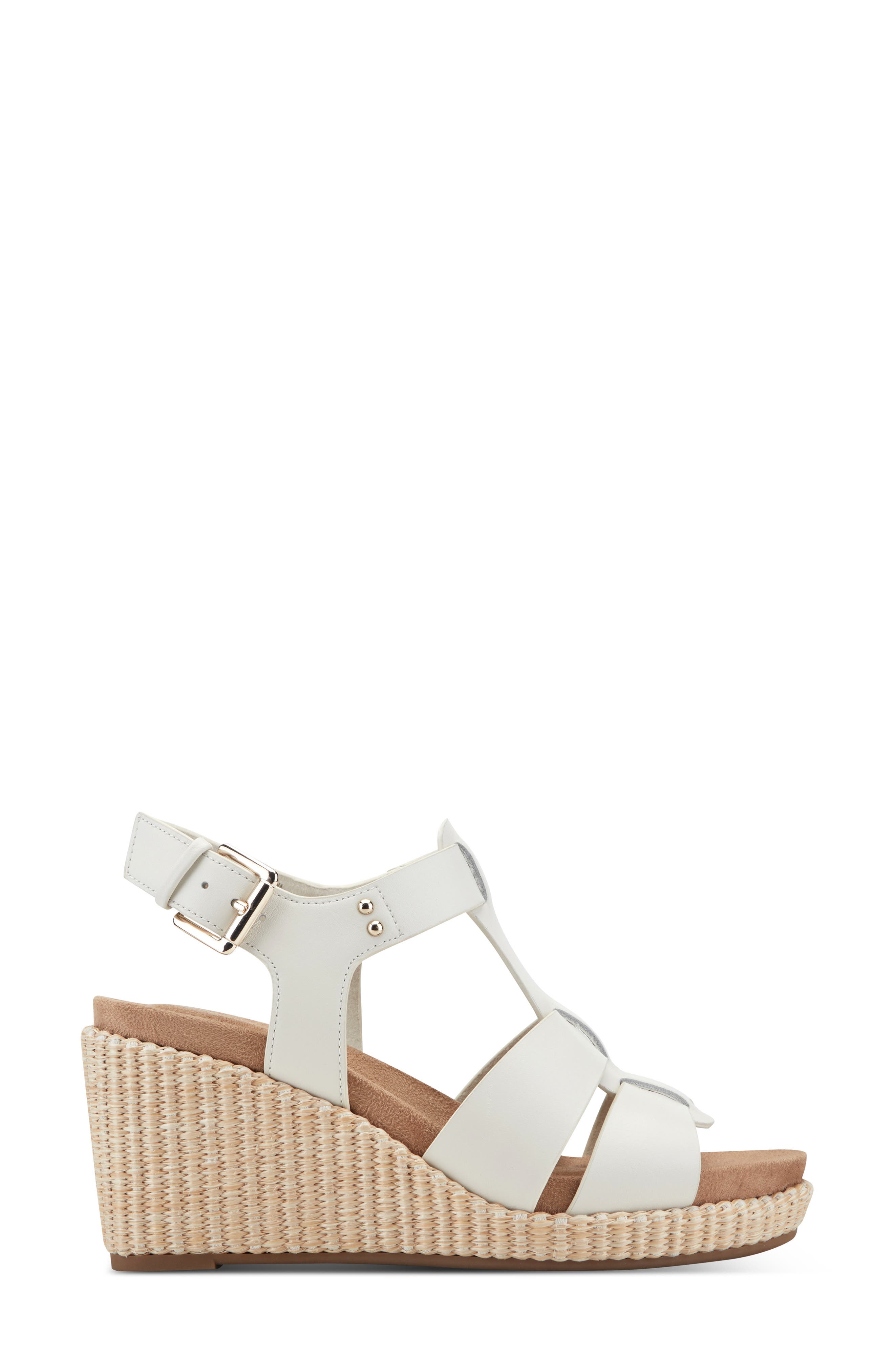 Belle Wedge Sandal, Alternate, color, CREAM LEATHER