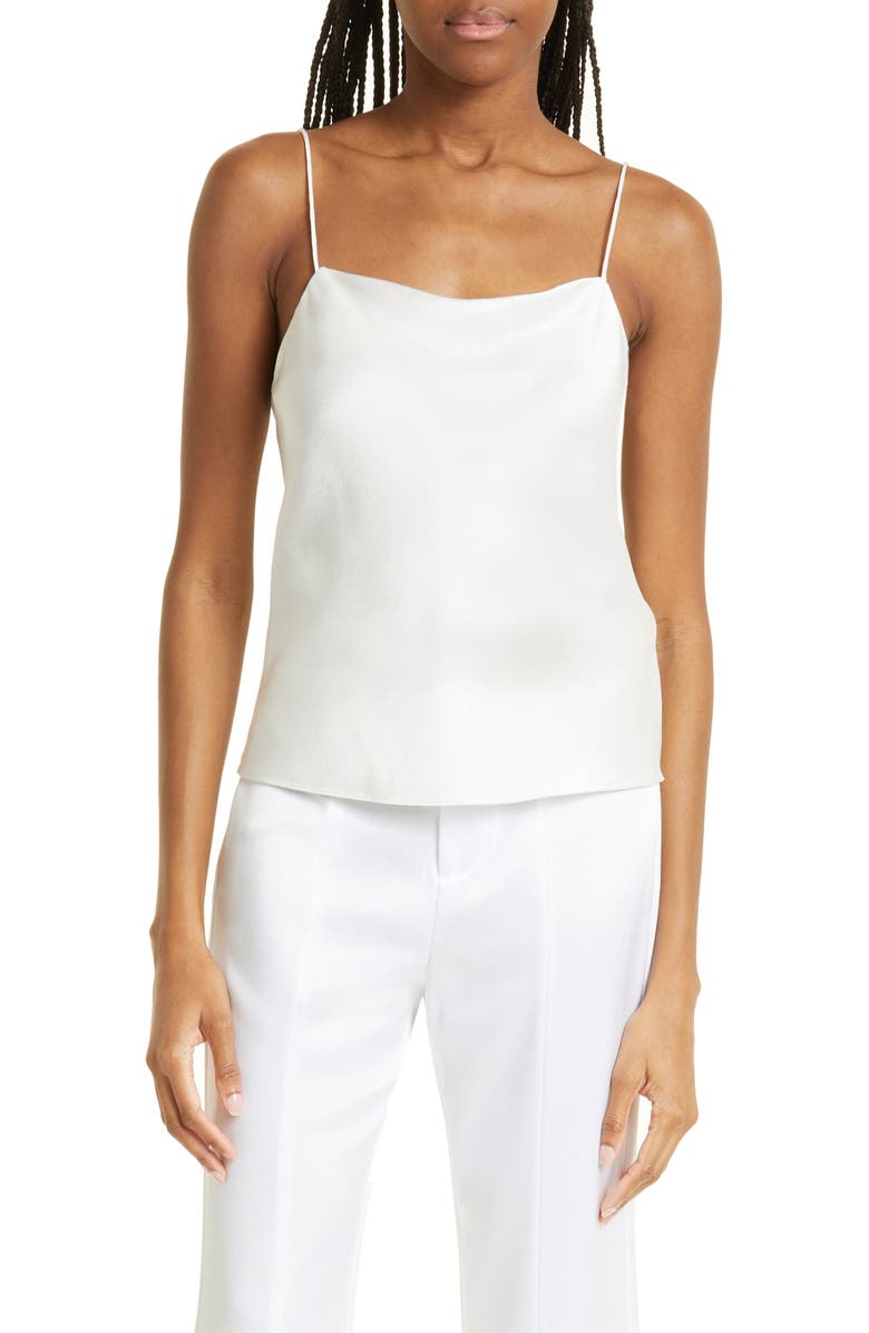 Alice + Olivia Harmony Satin Camisole, Main, color, Off White