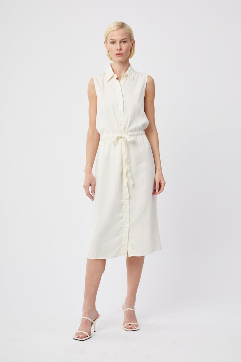 The Sleeveless Shirtdress w/ Tie Waist, Alternate, color, Cream Tencel