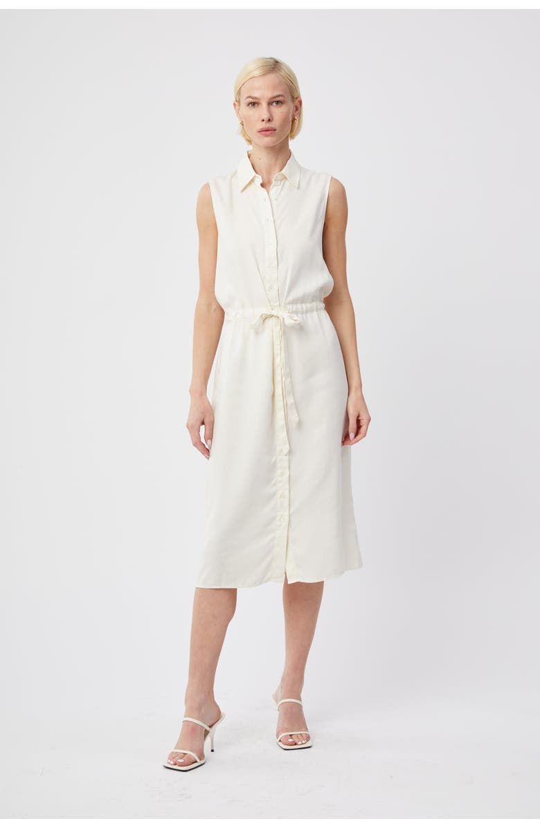 The Shirt The Sleeveless Shirtdress w/ Tie Waist, Alternate, color, Cream Tencel