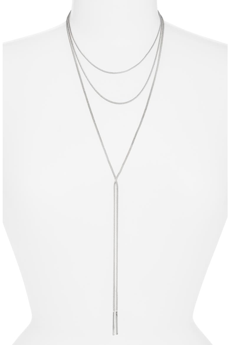 Snake Chain Layered Y-Necklace, Alternate, color, SILVER