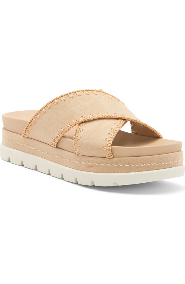 JSlides Whipstitched Platform Sandal, Main, color, Sand