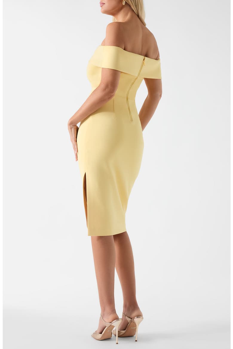 Andrea Off the Shoulder Scuba Dress, Alternate, color, GRATED LEMON