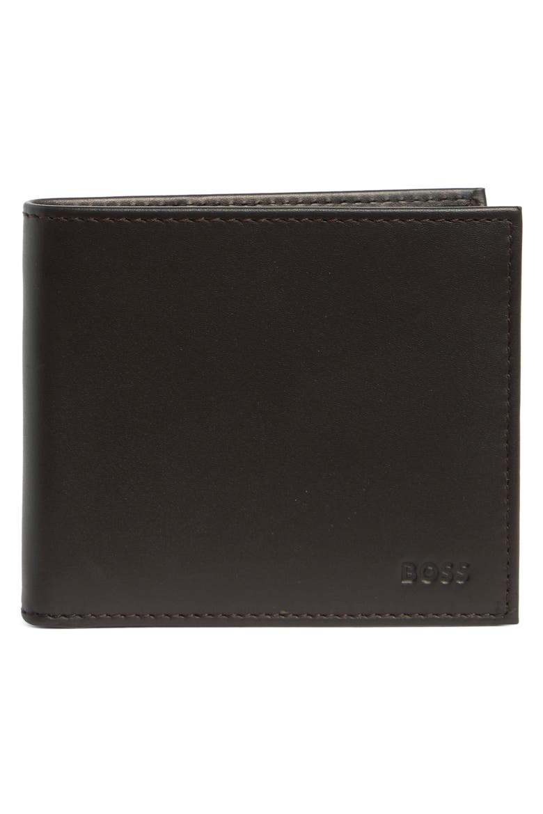 Randy Leather Bifold Wallet, Main, color, DARK BROWN