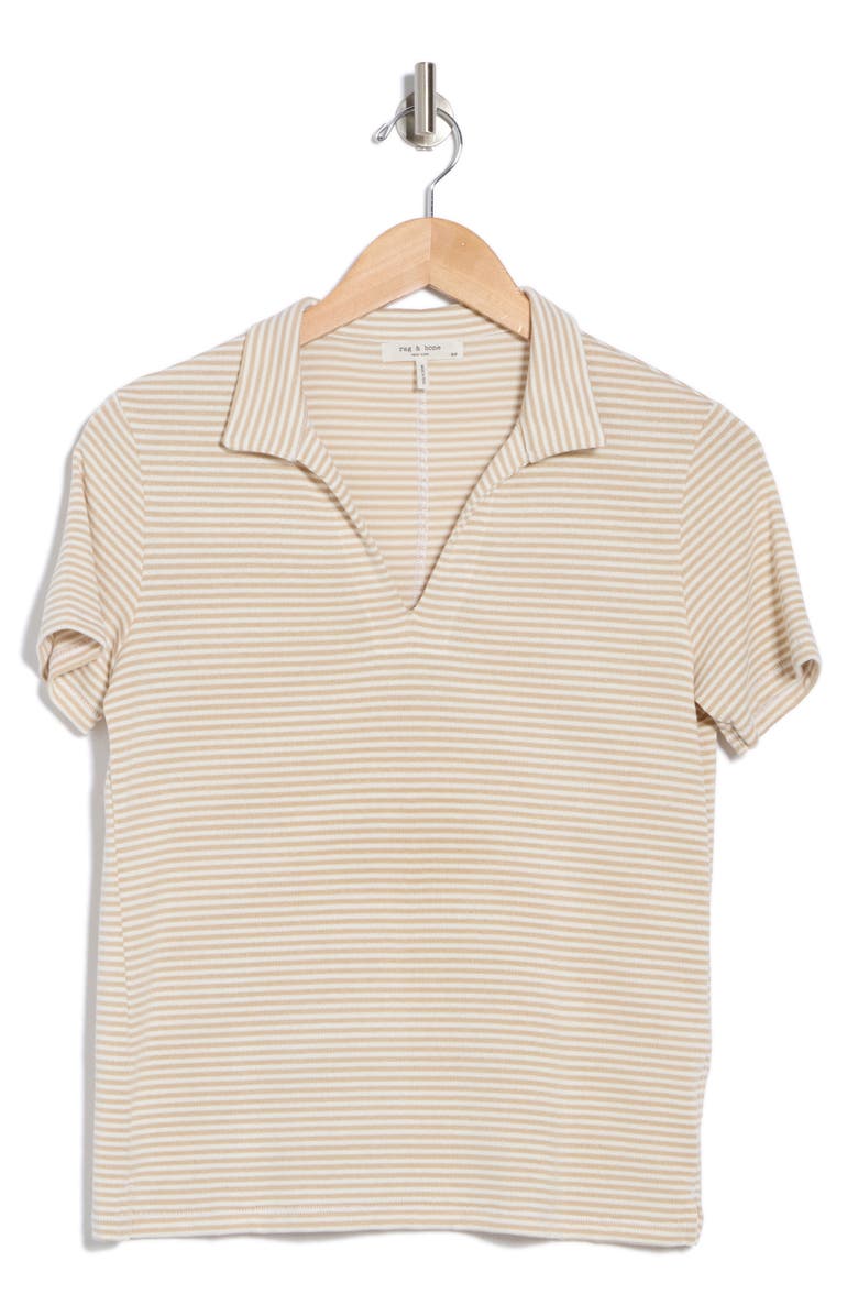 rag & bone Lea Modal Blend Polo, Alternate, color, Beige/ White Multi