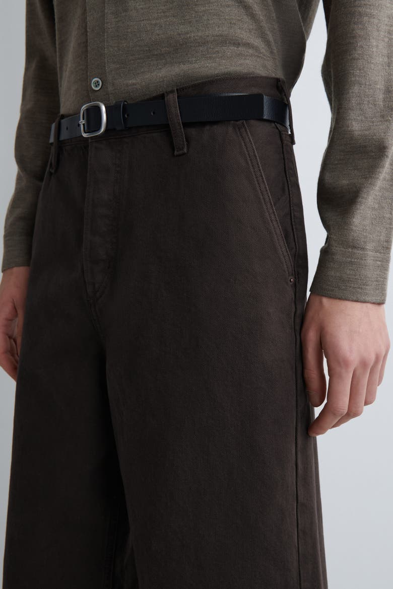 Oversized Wide-leg Denim Trousers, Alternate, color, DARK BROWN