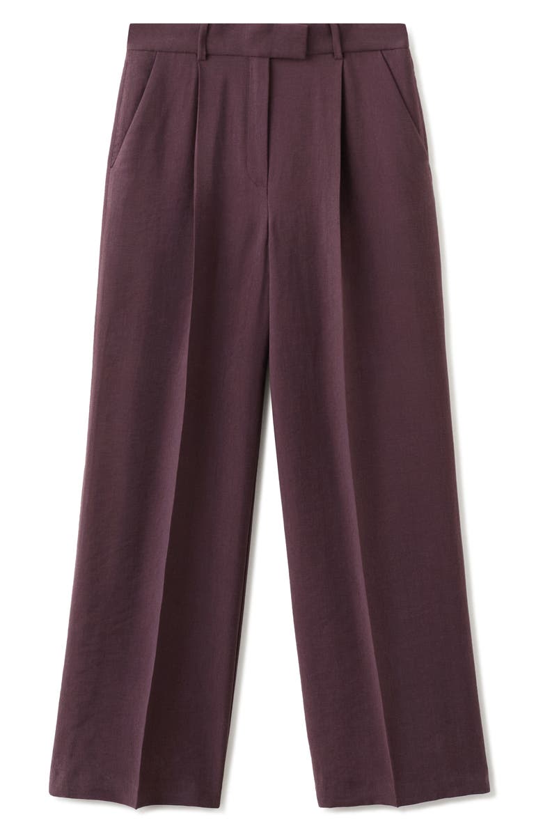MANGO Pleated Mid Rise Wide Leg Pants, Alternate, color, Purple