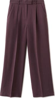 MANGO Pleated Mid Rise Wide Leg Pants