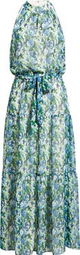 Julia Jordan Floral Mock Neck Tiered Maxi Dress