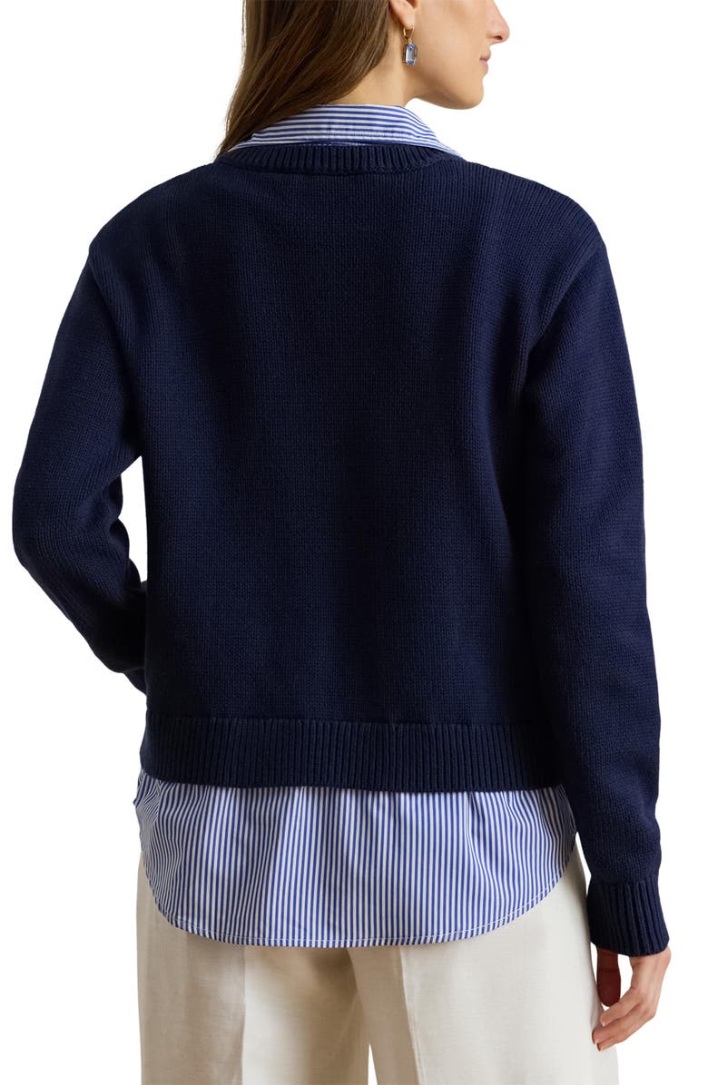 Lauren Ralph Lauren Layered Mixed Media Sweater, Alternate, color, Refined Navy Blue/ Multi