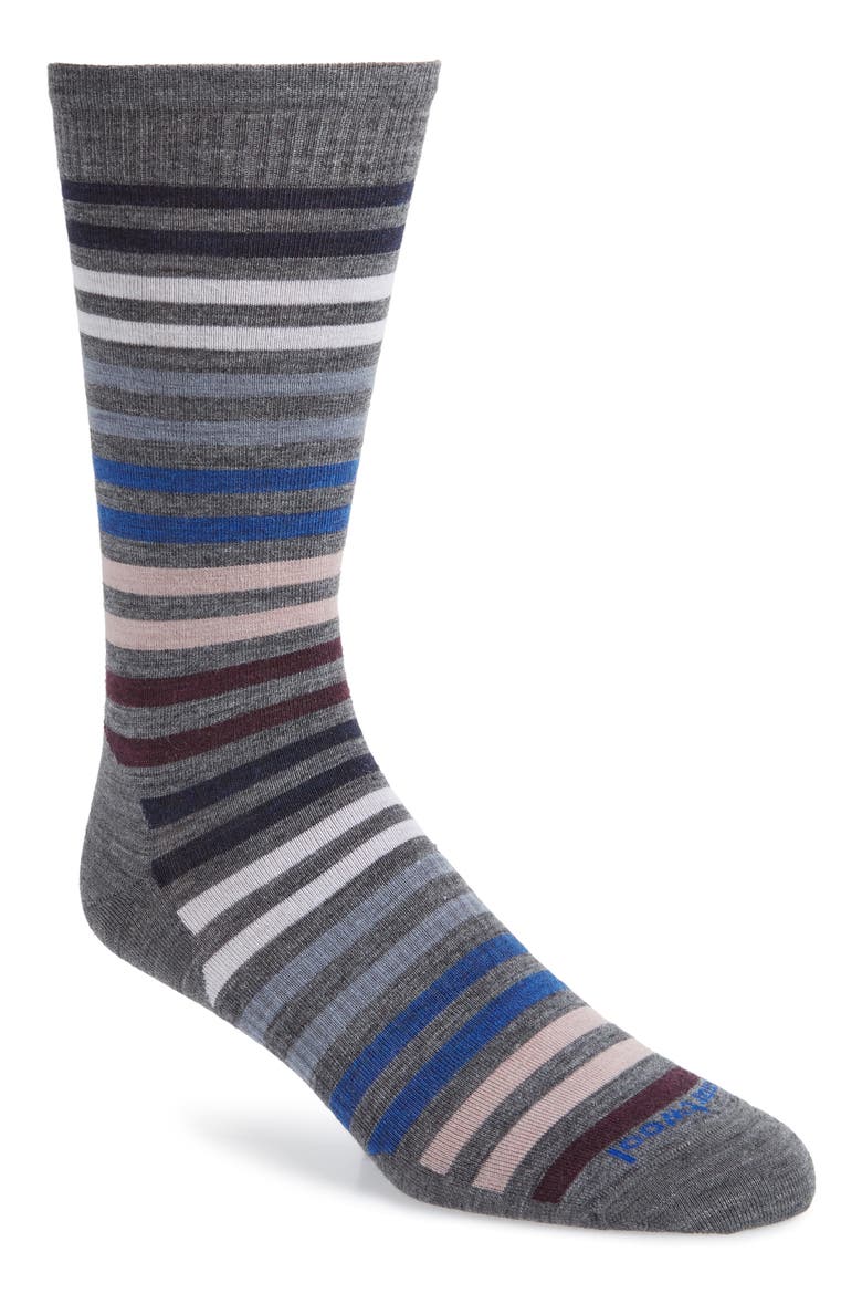'Spruce Street' Stripe Merino Wool Blend Socks, Main, color, MEDIUM GREY HEATHER