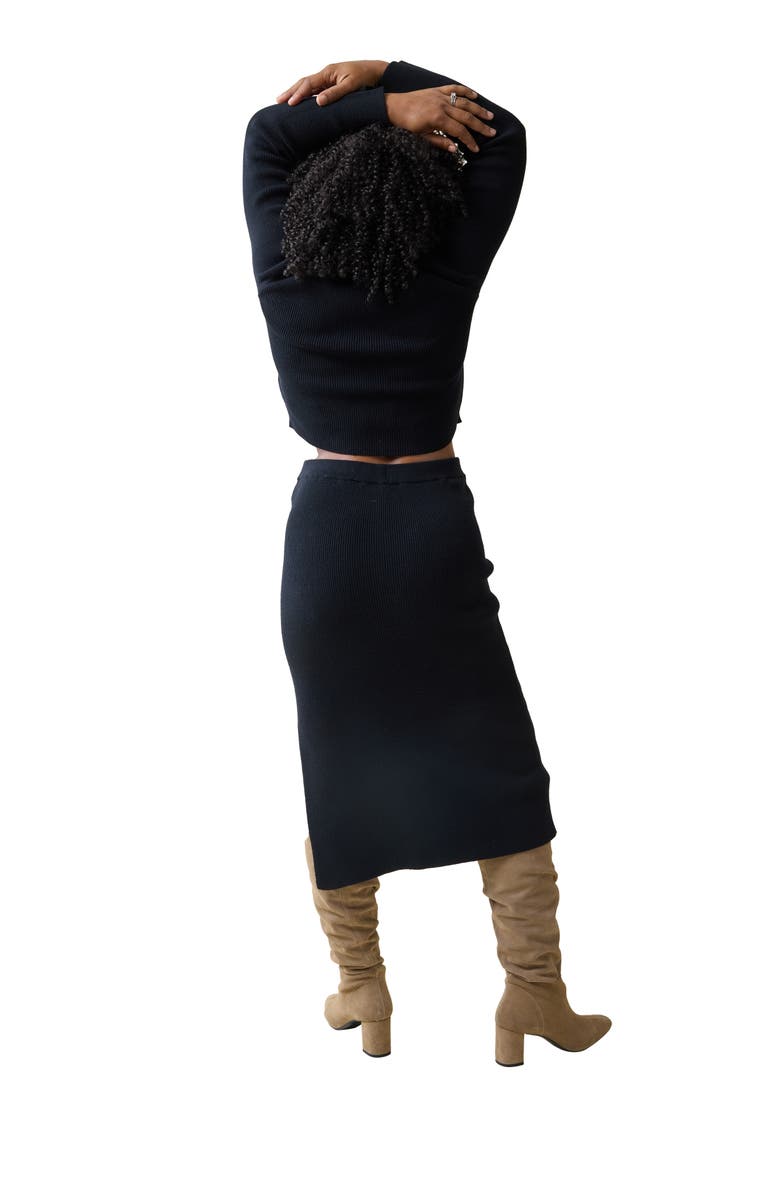 Ingrid & Isabel Long Sleeve Maternity Sweater Skirt Set, Alternate, color, Black