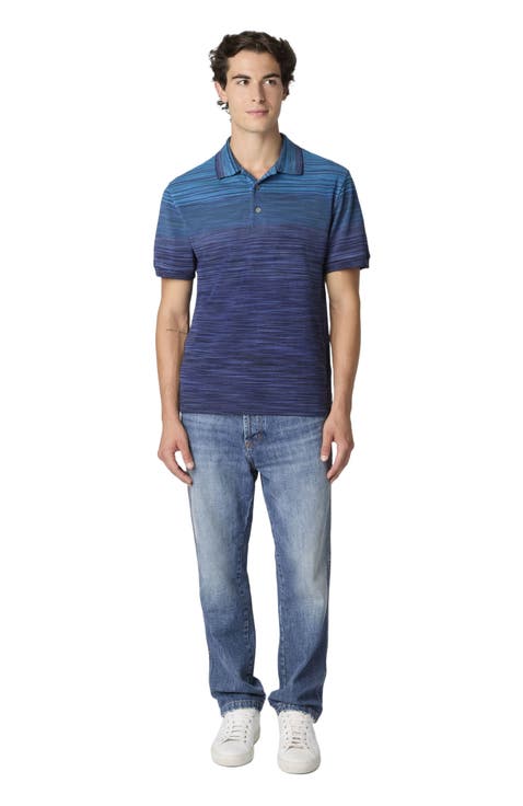 Short Sleeve Polo With Flame Knit