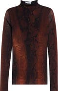 Jean Paul Gaultier Snakeskin Print Long Sleeve Mesh Top
