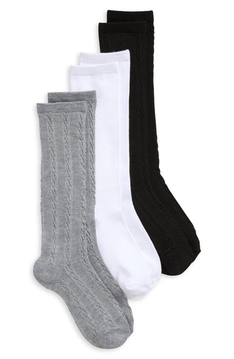 Kids' Assorted 3-Pack Cable Knee High Socks (Big Kid)