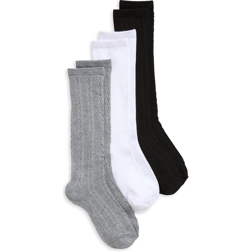 Capelli New York Kids' Assorted 3-pack Cable Knee High Socks In Multi
