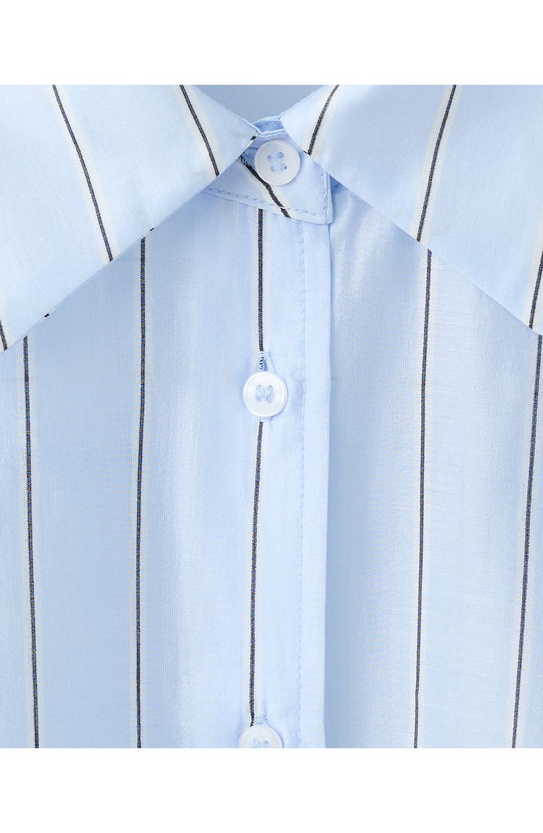 MANGO Stripe Sheer Button-Up Shirt, Alternate, color, Sky Blue