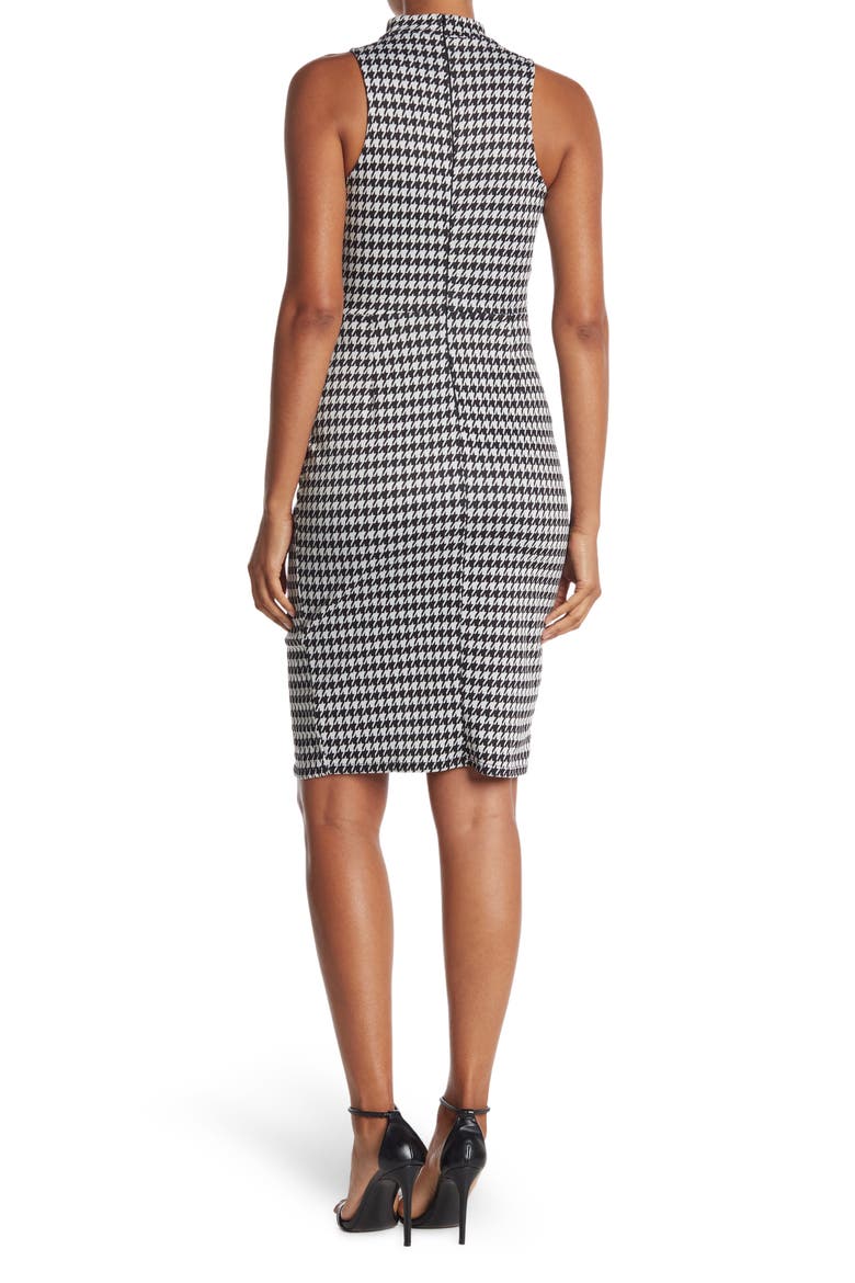 Mock Neck Sleeveless Slit Hem Dress, Alternate, color, HOUNDSTOOTH