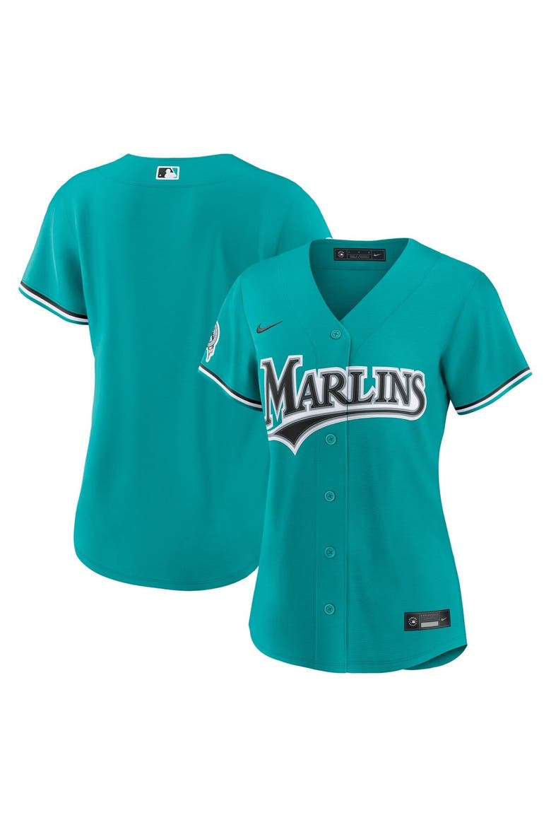 Women's Nike Teal Miami Marlins Alternate Stadium Jersey, Main, color, Teal