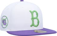 New Era Men's New Era White Brooklyn Dodgers Side Patch 59FIFTY Fitted Hat
