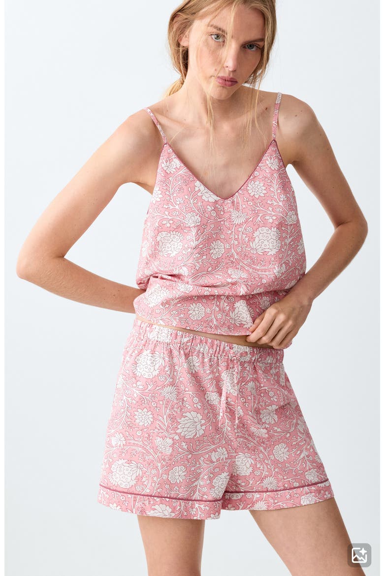 Floral Print Cotton Short Pajamas, Alternate, color, PINK