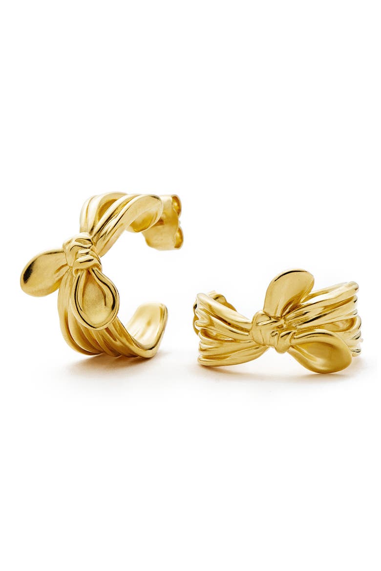 Mark Gong Bow Hoop Earrings, Main, color, GOLD
