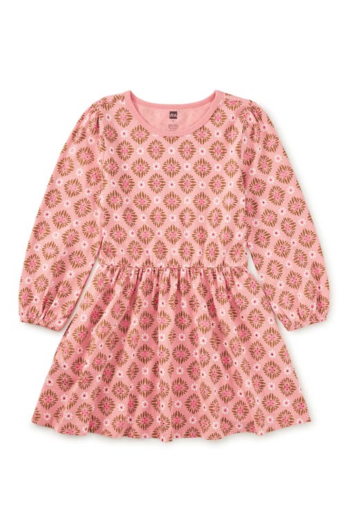 Tea Collection Blouson Sleeve Pocket Dress in Metallic Chrysanthemum at Nordstrom, Size 3T