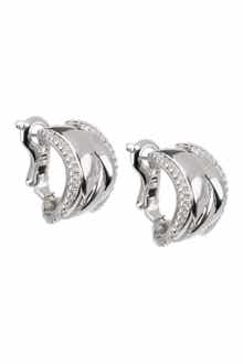 CZ by Kenneth Jay Lane CZ Curved Double Swirl Cuff Earrings