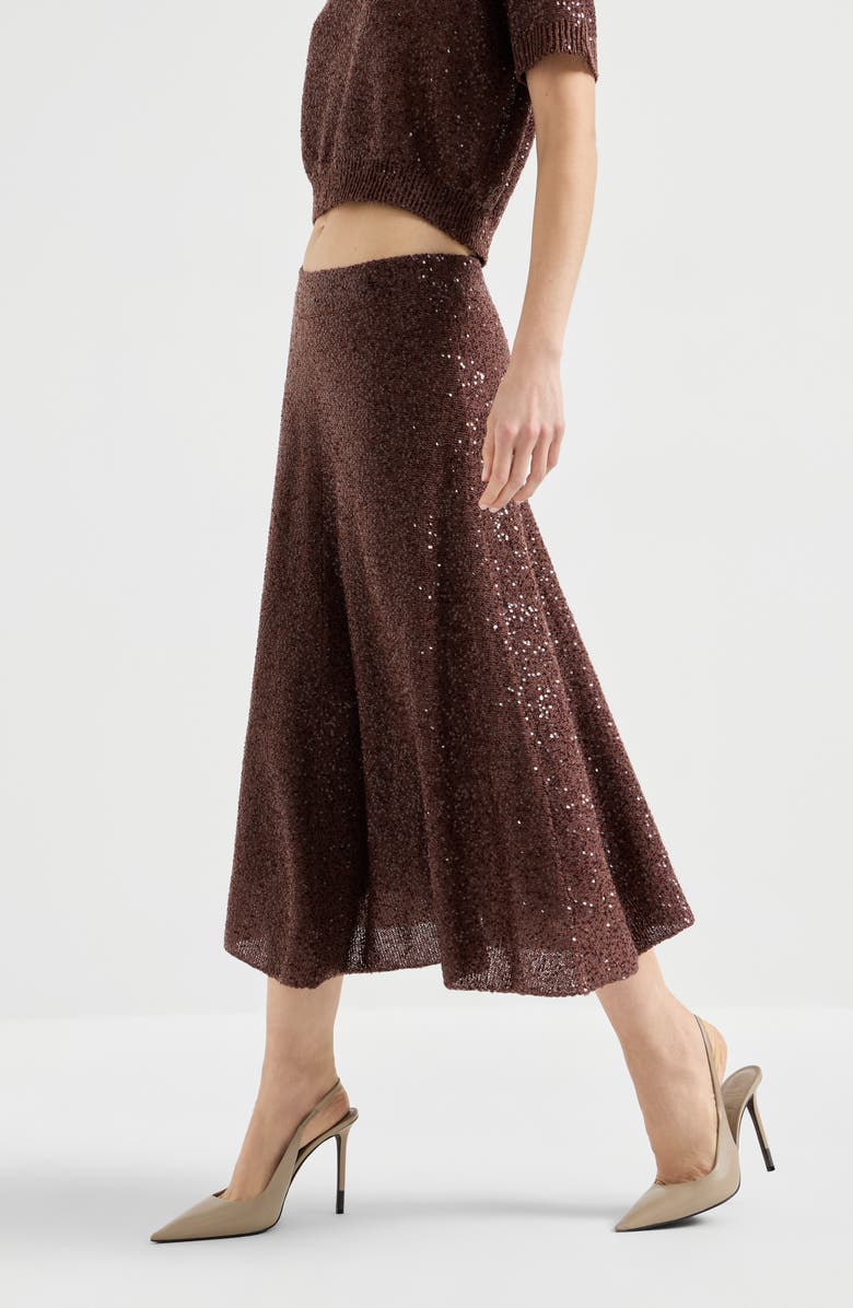 Brunello Cucinelli Knitted skirt, Alternate, color, Bordeaux