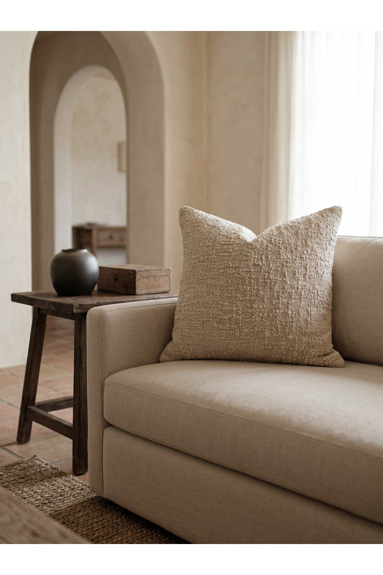 Cozy Cotton Boucle Pillow with Down Alternative Insert, Alternate, color, Beige
