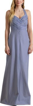 Lauren Ralph Lauren Stripe Crossback Taffeta Gown