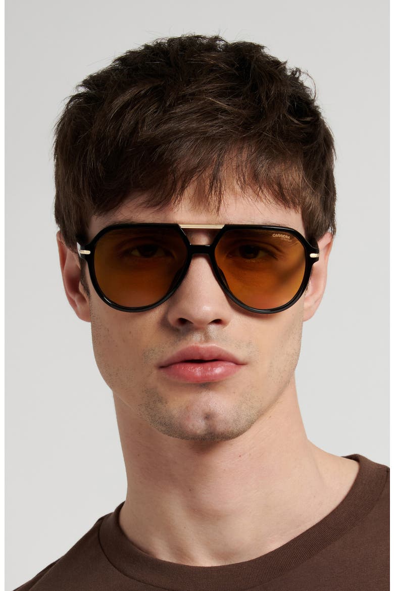 Sport 59mm Pilot Sunglasses, Alternate, color, BLACK / YELLOW GREEN