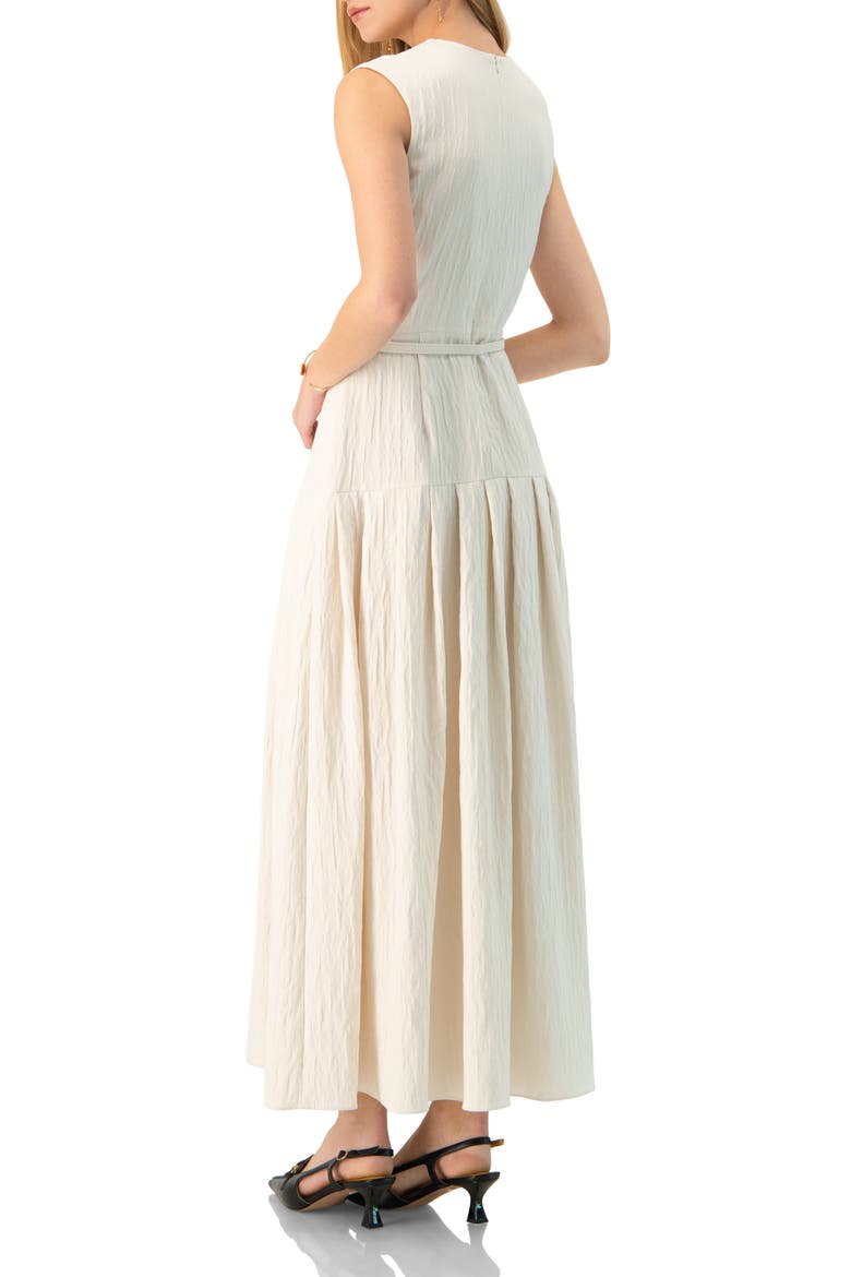 Sleeveless Long  Dress with Wide Skirt Pleats, Alternate, color, Ivory