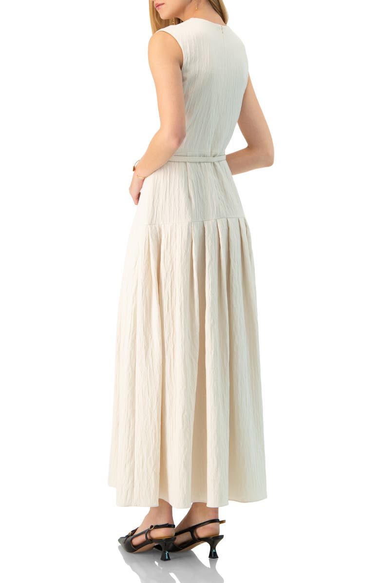 IVONNE Sleeveless Long Dress with Wide Skirt Pleats, Alternate, color, Ivory