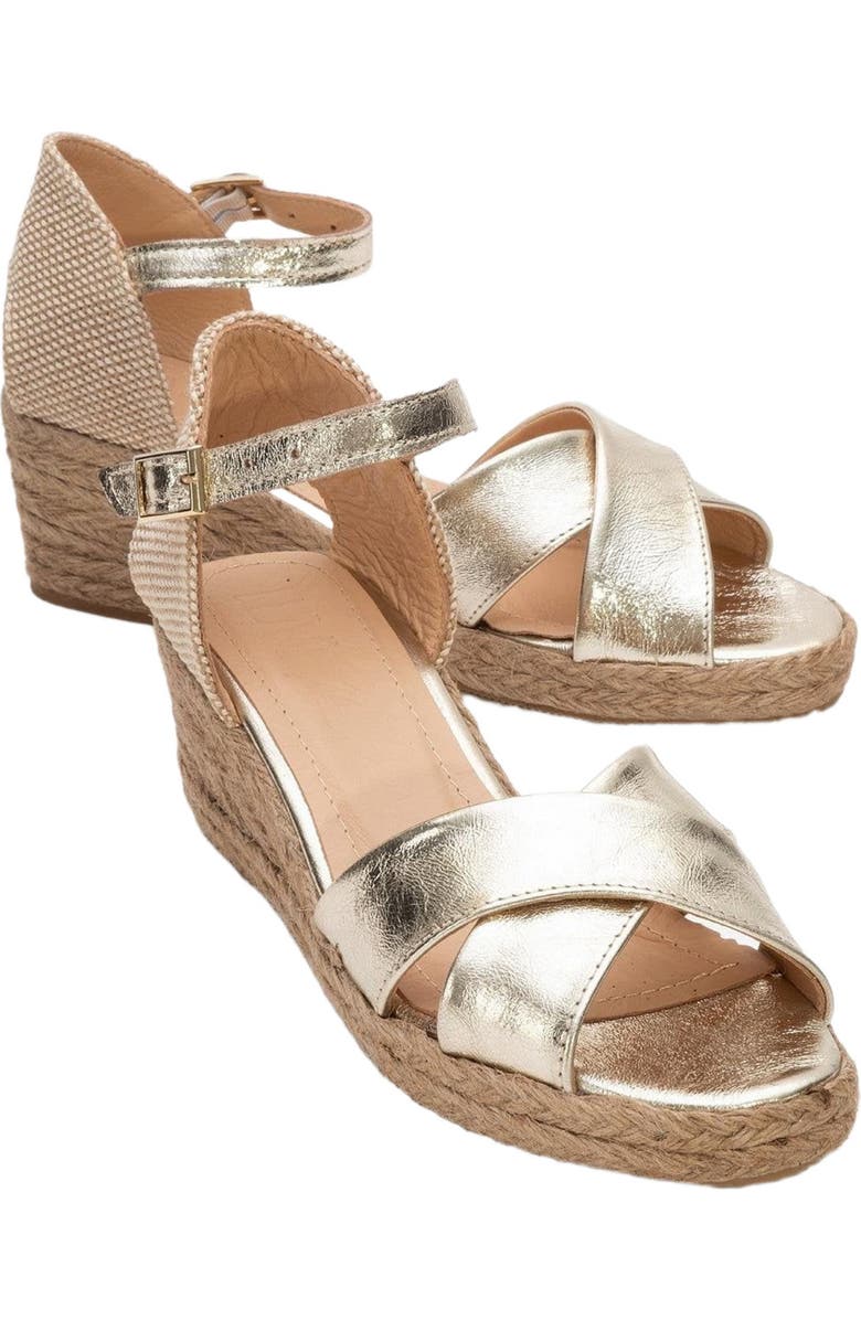 Forever & Always Shoes Miria Leather Platform Espadrille, Alternate, color, Gold Leather