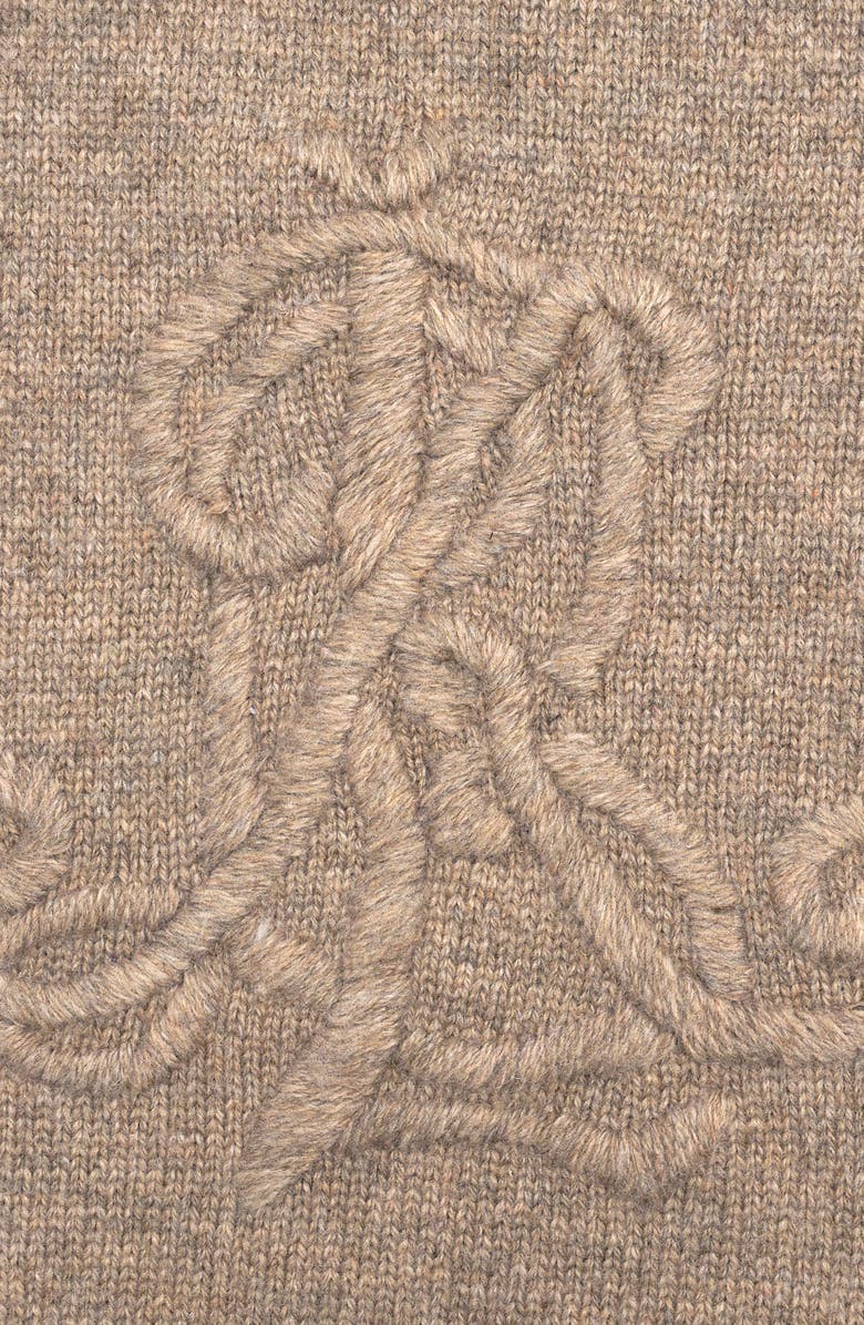 Lauren Ralph Lauren Embroidered Logo Scarf, Alternate, color, Dark Taupe Htr