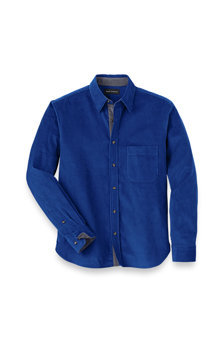 Paul Fredrick Slim Fit Cotton Corduroy Casual Shirt, Main, color, Blue