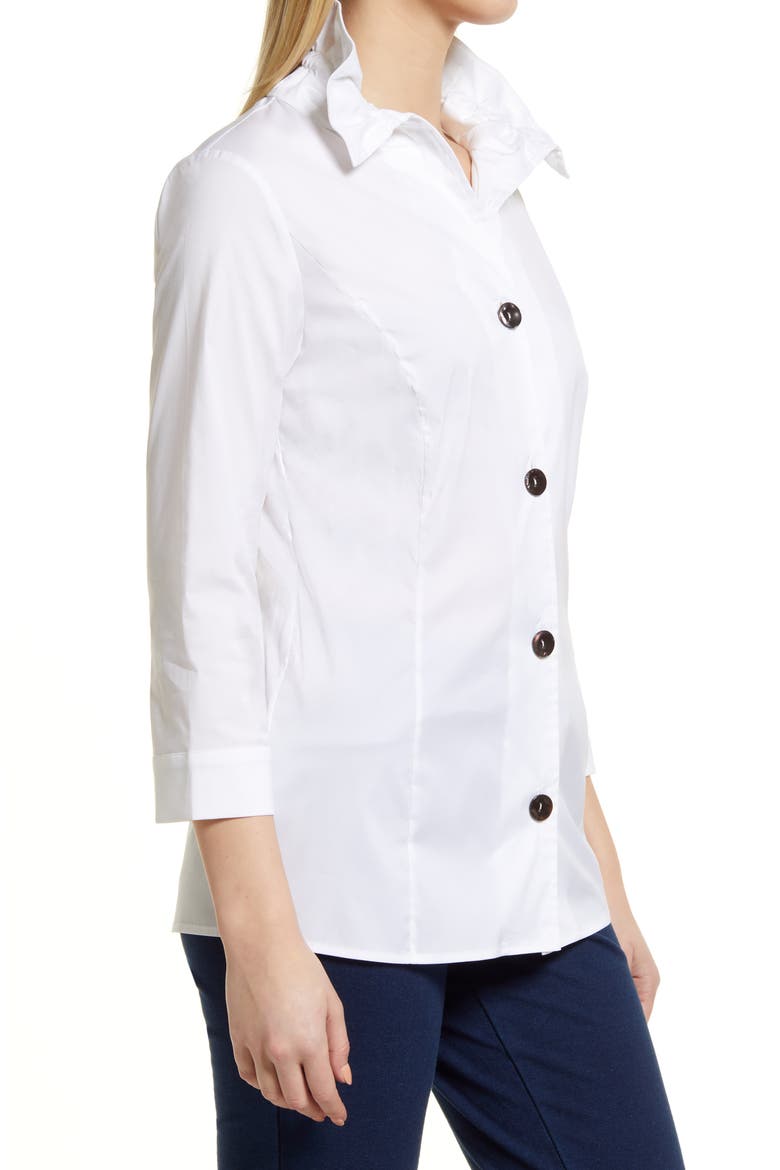 Ruffle Collar Cotton Poplin Blouse, Alternate, color, WHITE/BLACK