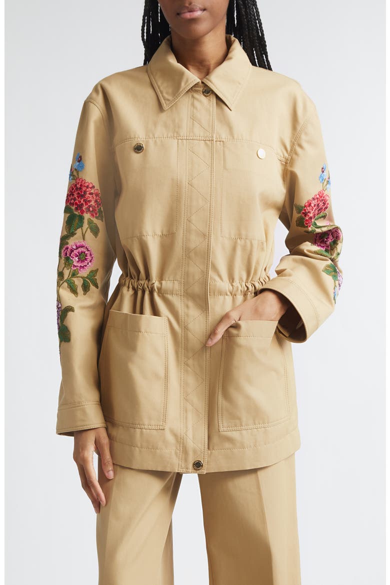 Embroidered Floral Jacket, Main, color, BIRCH