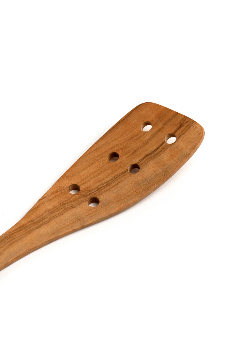 Handcrafted Olive Wood 13 Inch Curved Slotted Spatula, Alternate, color, Brown