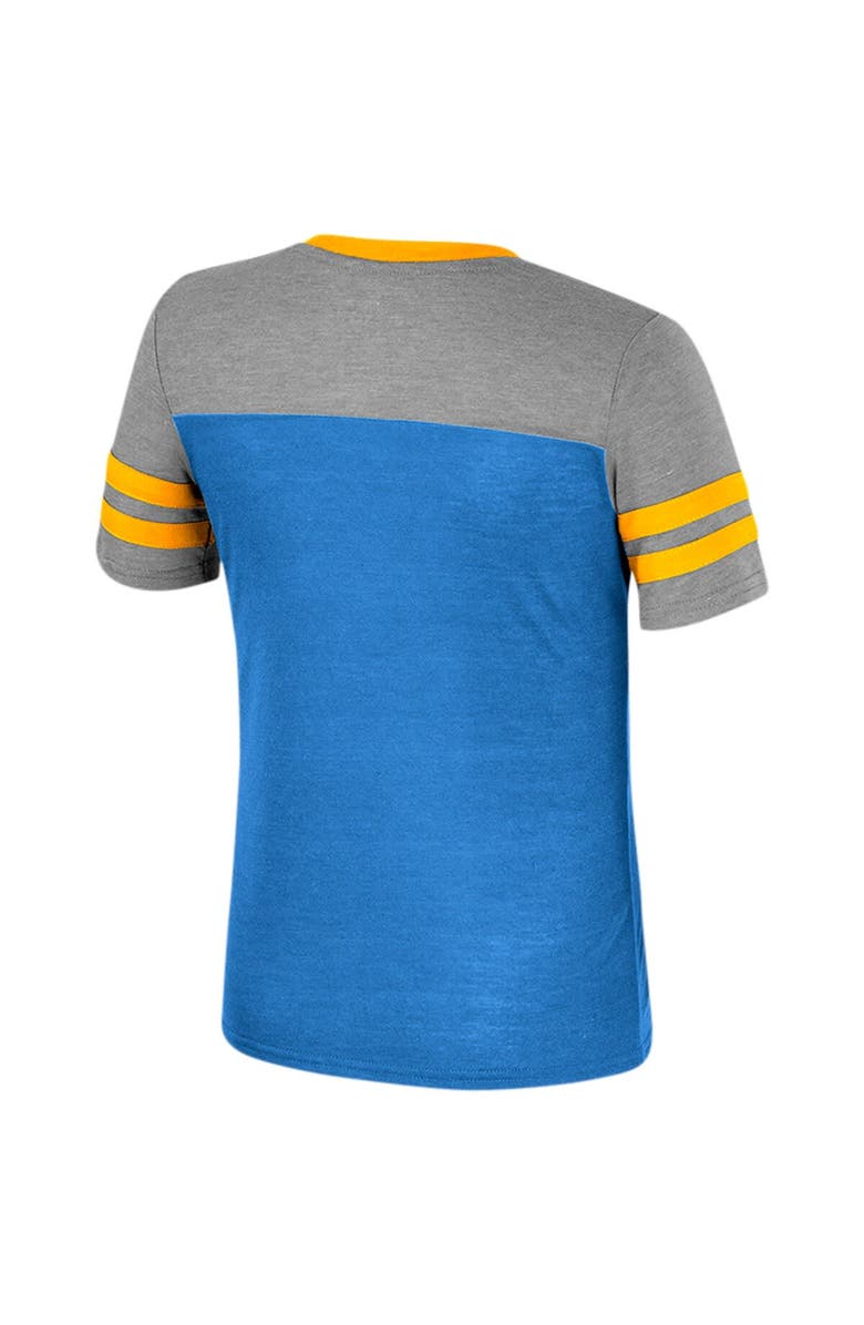 COLOSSEUM Girls Youth Colosseum Blue/Heather Gray UCLA Bruins Summer Striped V-Neck T-Shirt, Alternate, color,